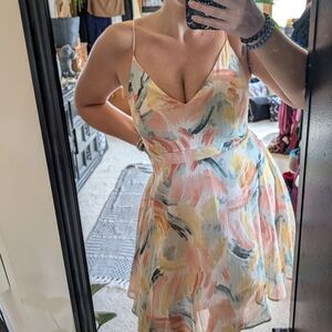 Lulu's Multicolor Abstract Mini Dress